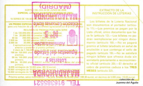 Reverso décimo de Lotería 2000 / 49