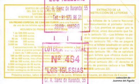 Reverso décimo de Lotería 2002 / 47