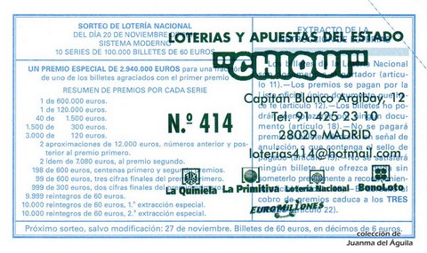 Reverso décimo de Lotería 2010 / 92