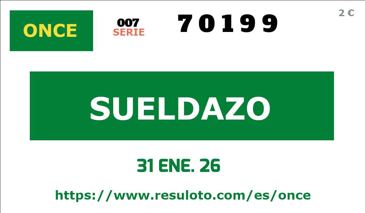 Sueldazo ONCE premiado el Sabado 31/1/2026