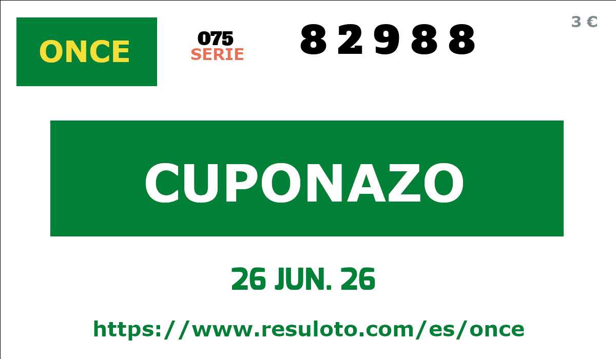 Cuponazo ONCE premiado el Viernes 26/6/2026