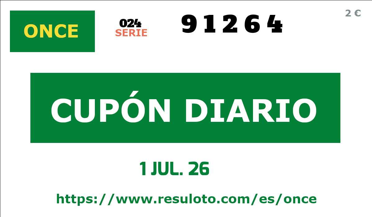 Cupón ONCE premiado el Miercoles 1/7/2026