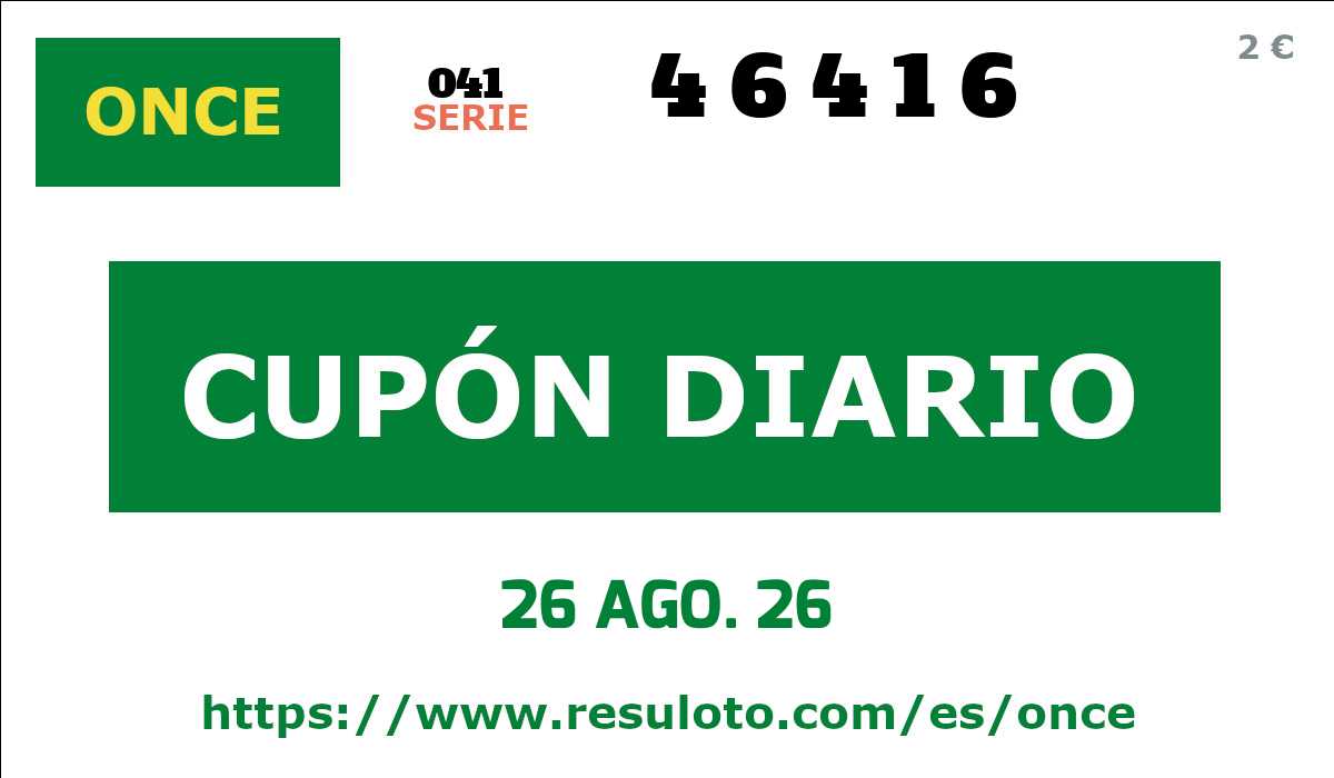 Cupón ONCE premiado el Miercoles 26/8/2026