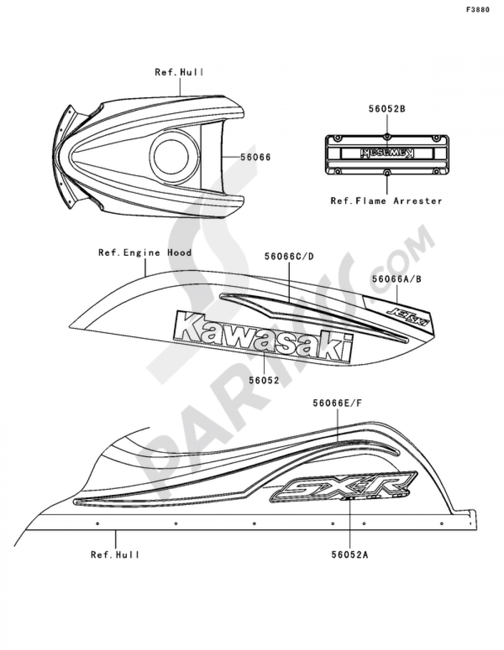 Decals(A1) Kawasaki JET SKI 800 SX-R 2004