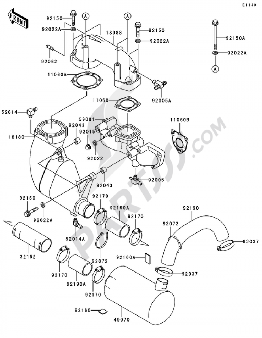 Muffler(s) Kawasaki JET SKI 900 STX 2004