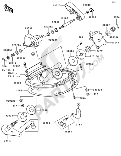 Kawasaki JET SKI 900 STX 2005 Handle Pole