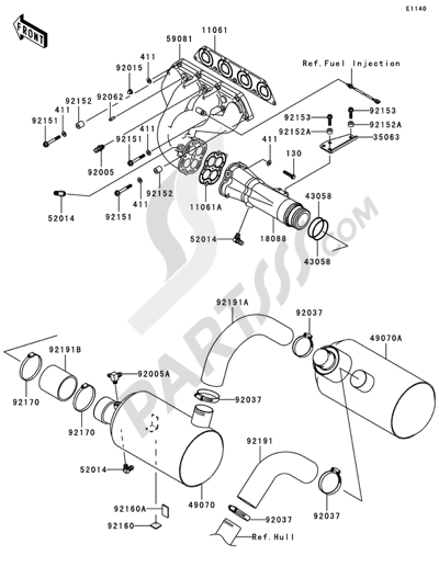 Kawasaki JET SKI STX-15F 2008 Muffler(s)(A6F A8F)