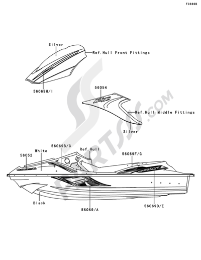 Kawasaki JET SKI STX-15F 2014 Decals(White)(ADF)