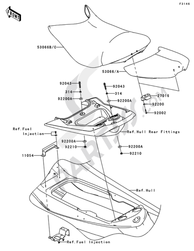 Kawasaki Jet Ski 2010 OEM Parts Diagram for Fuel Injection