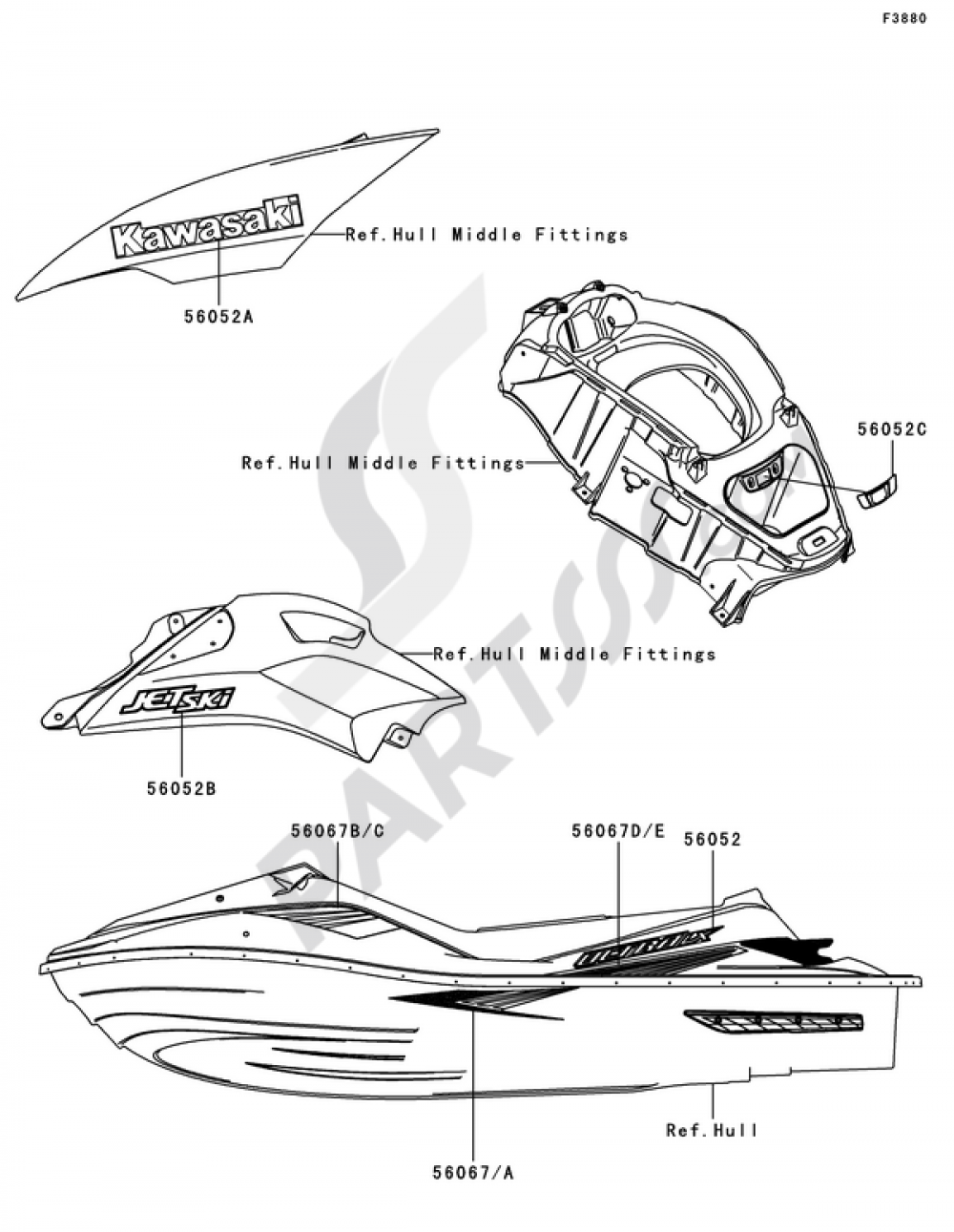 Decals(C7F) Kawasaki JET SKI ULTRA LX 2008