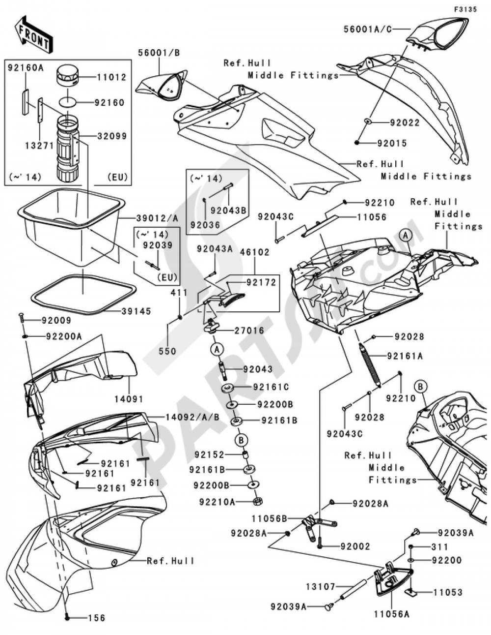 Hull Front Fittings(2/2) Kawasaki JET SKI ULTRA LX 2012