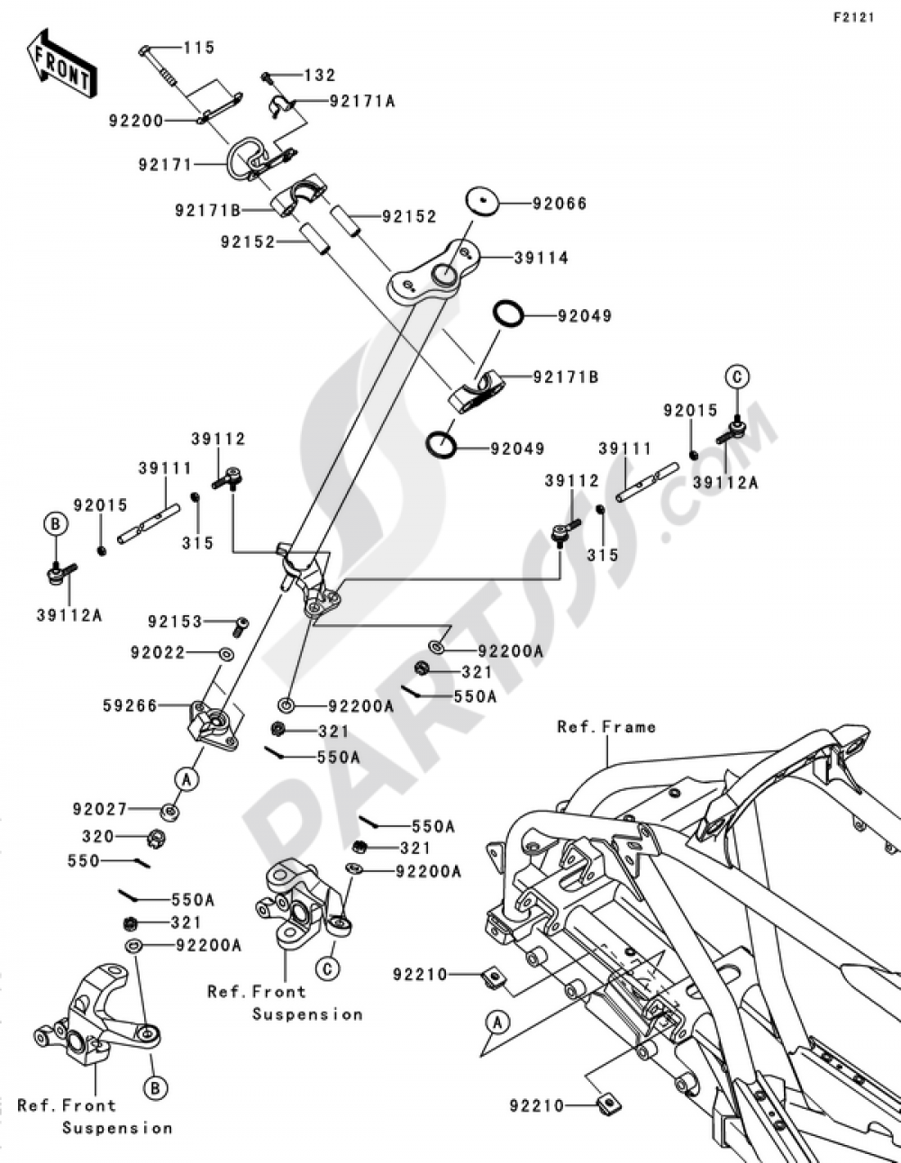 Steering Shaft Kawasaki KFX450R 2012