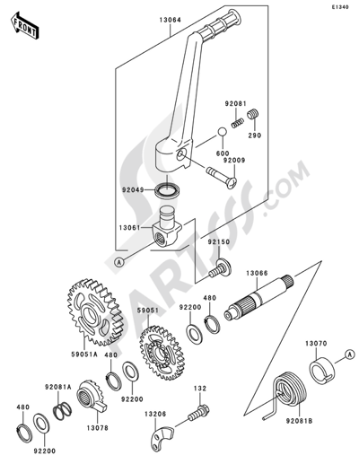 Kawasaki KX125 2008 Kickstarter Mechanism