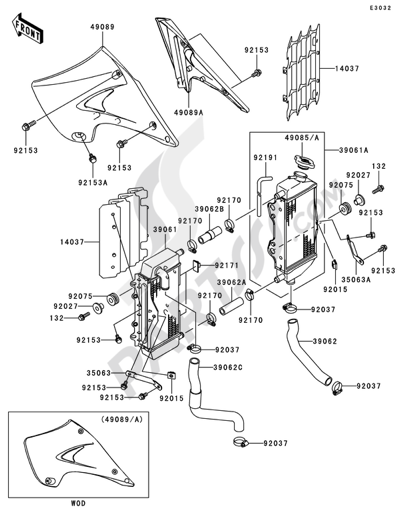 Kawasaki KX125 2008 Radiator
