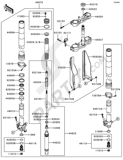 Kawasaki KX125 2008 Front Fork(1/2)(M6F)