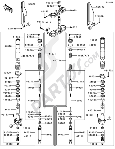 Kawasaki KX125 2008 Front Fork(1/2)(M7F/M8F)