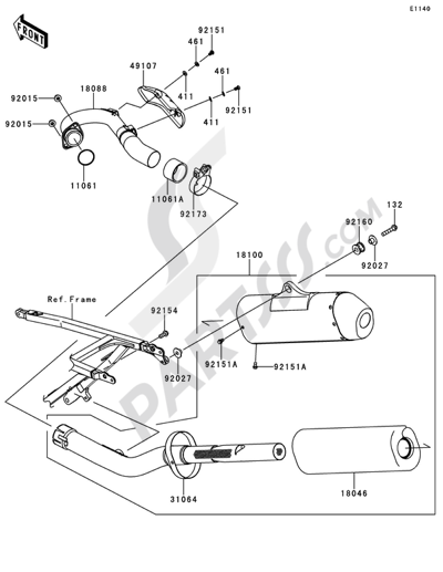Kawasaki KX250F 2011 Dissassembly sheet. Purchase genuine spare