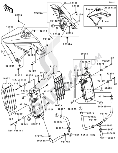 Kawasaki KX250F 2011 Dissassembly sheet. Purchase genuine spare