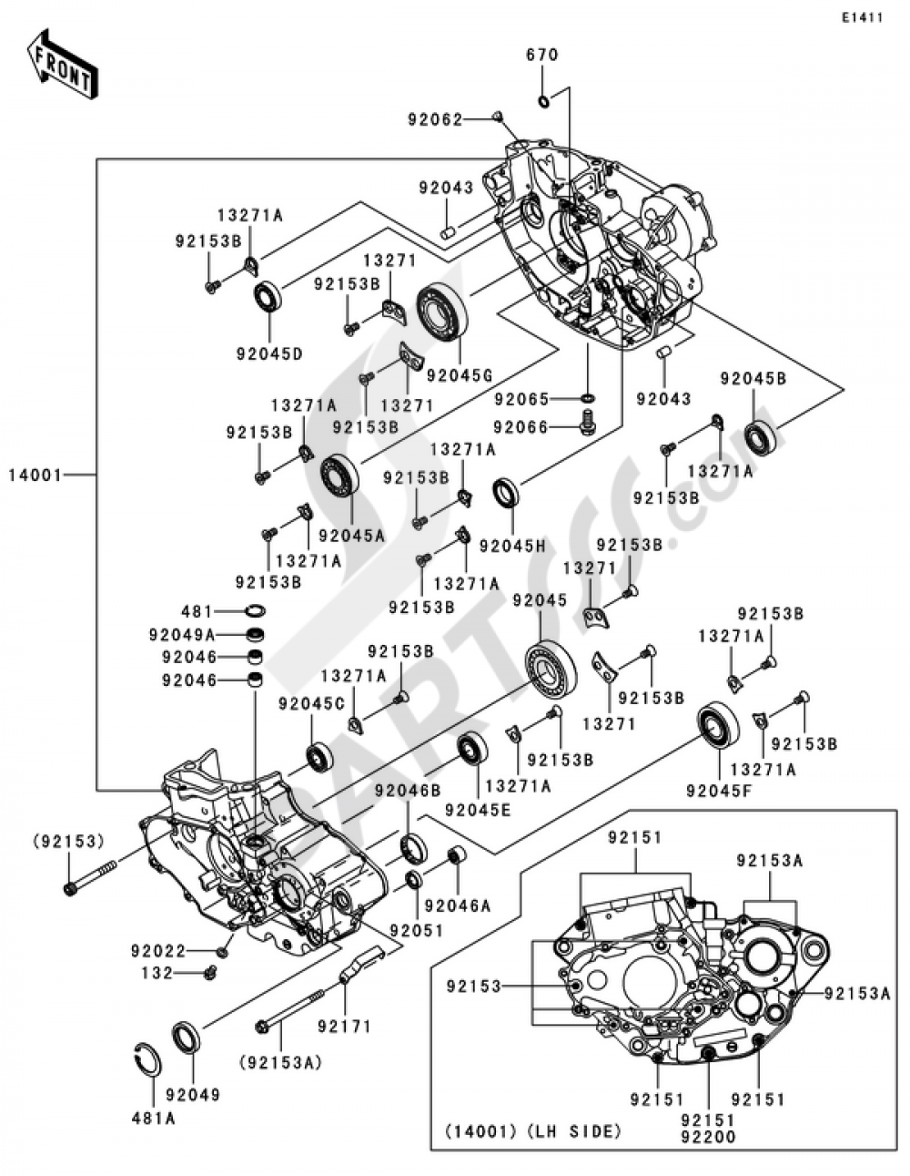 Crankcase Kawasaki KX450F 2008