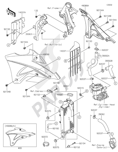 Despiece Kawasaki KX85 2014 | Repuestos originales Kawasaki KX85