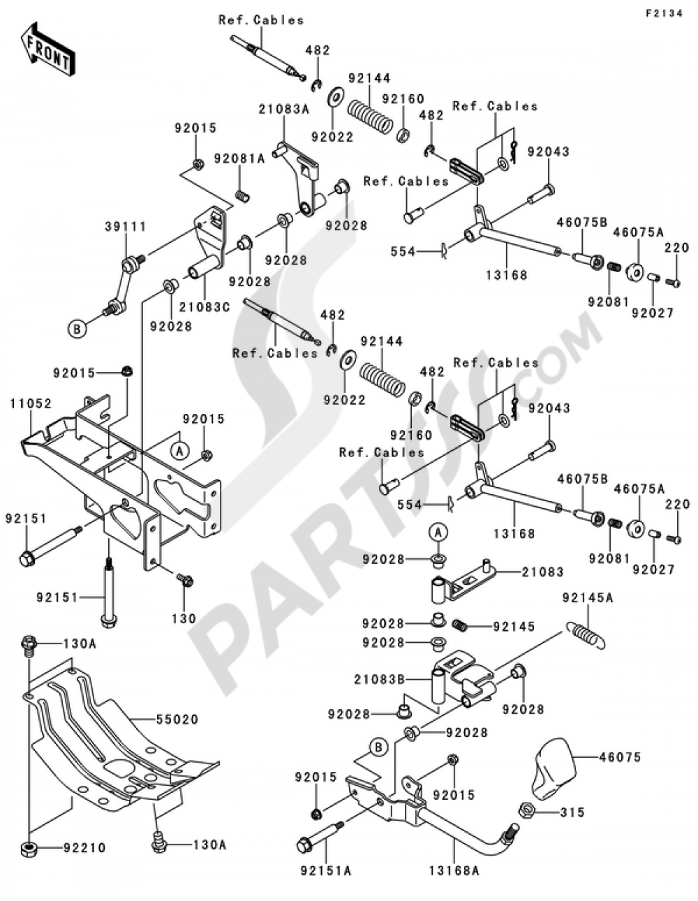Cavo Comando Cambio Per Kawasaki Mule 2500 2510 2520 - 54.010-1089 - Sostituzione Avanti/Indietro 1993-2002