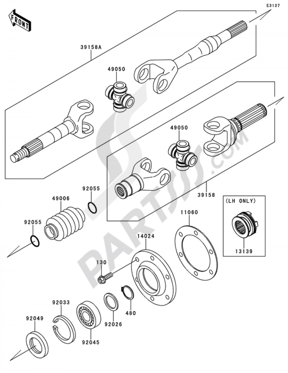 Drive Shaft-Rear Kawasaki MULE 4010 TRANS 4X4 DIESEL 2012