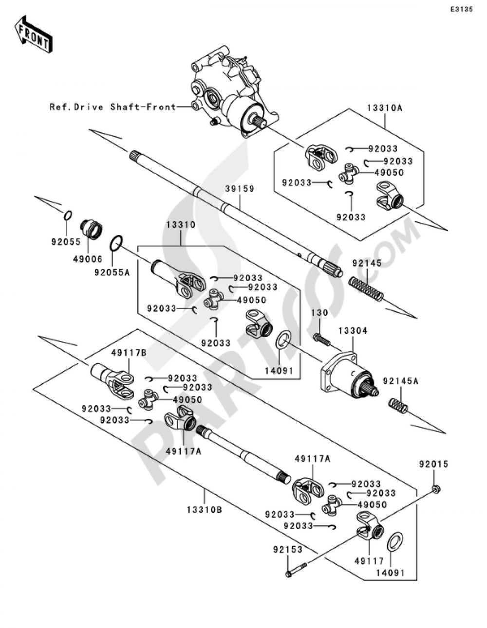 Drive ShaftPropeller Kawasaki MULE 610 4X4 2010