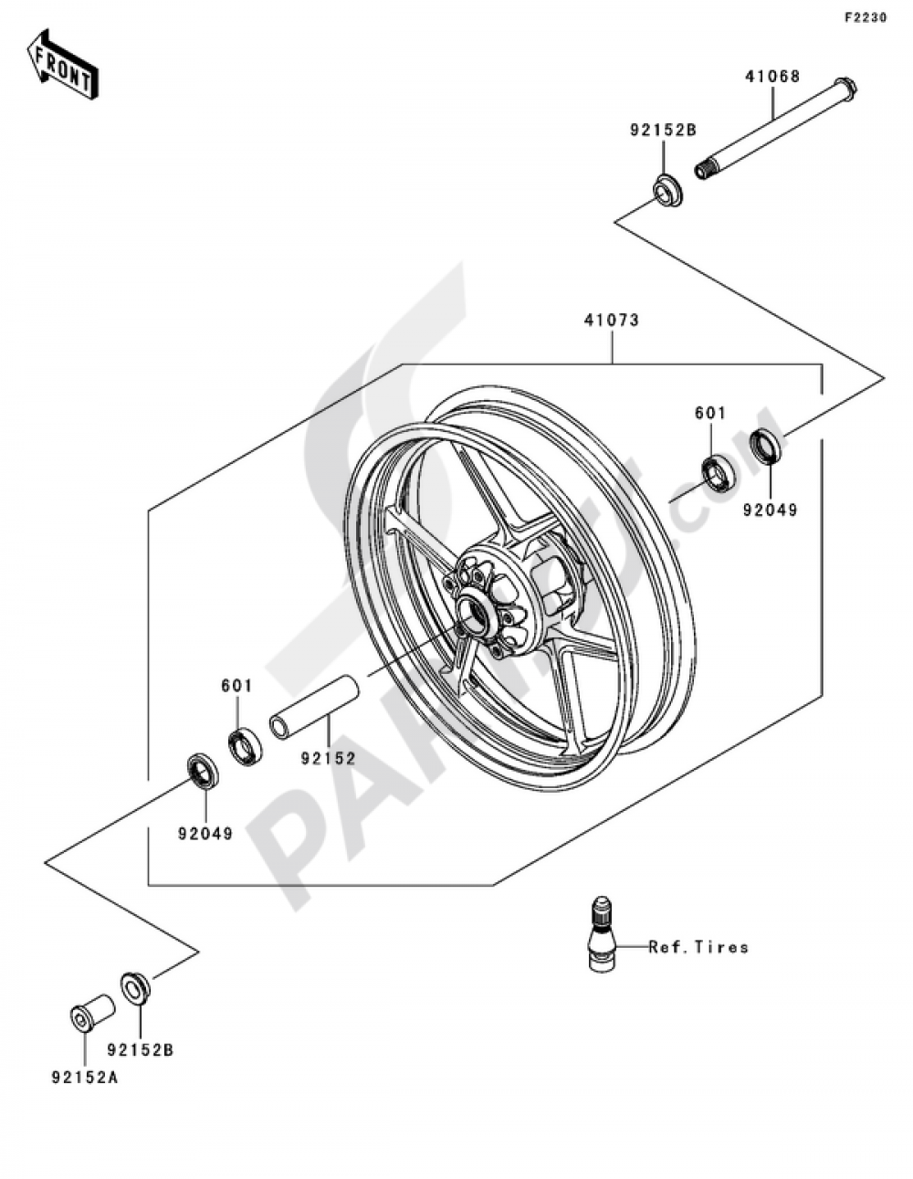 Front Hub Kawasaki NINJA ZX-10R 2005