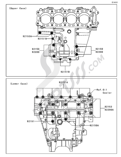 Kawasaki NINJA ZX-10R 2007 Crankcase Bolt Pattern