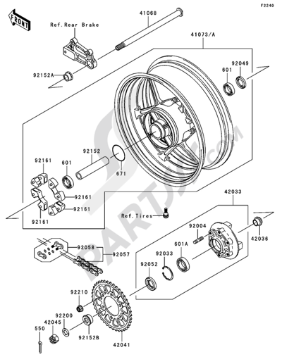 Kawasaki NINJA ZX-10R 2007 Rear Hub