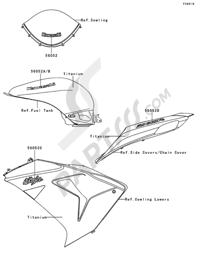 レギュラーポイント Kawasaki NINJA ZX-10R 2007 Dissassembly sheet. Purchase