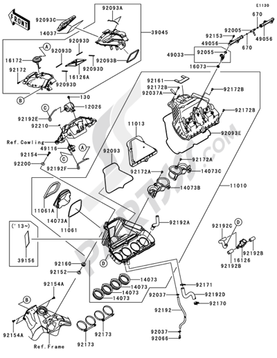 Kawasaki NINJA ZX-10R 2012 Air Cleaner(1/2)