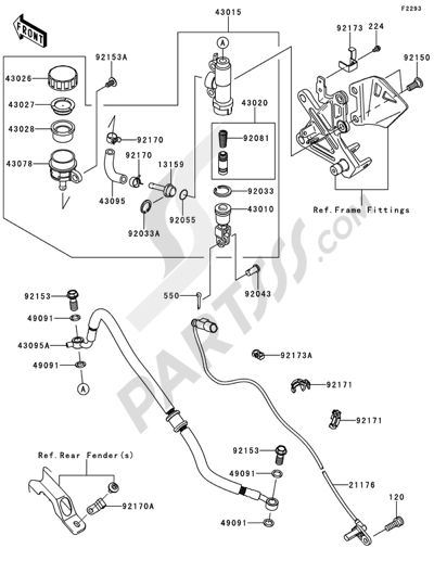 Kawasaki NINJA ZX-10R 2012 Rear Master Cylinder