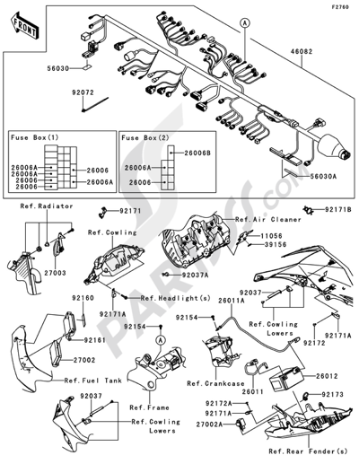 かんじ Kawasaki NINJA ZX-10R 2012. 分解図 純正部品をオンライン購入
