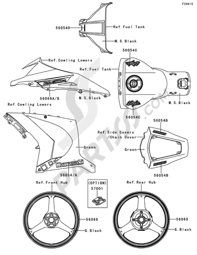 Kawasaki NINJA ZX-10R 2014 Decals(Green)(JDF)