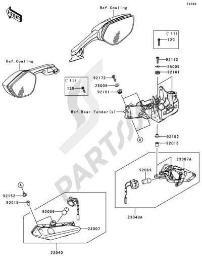 Kawasaki NINJA ZX-10R ABS 2011 Turn Signals