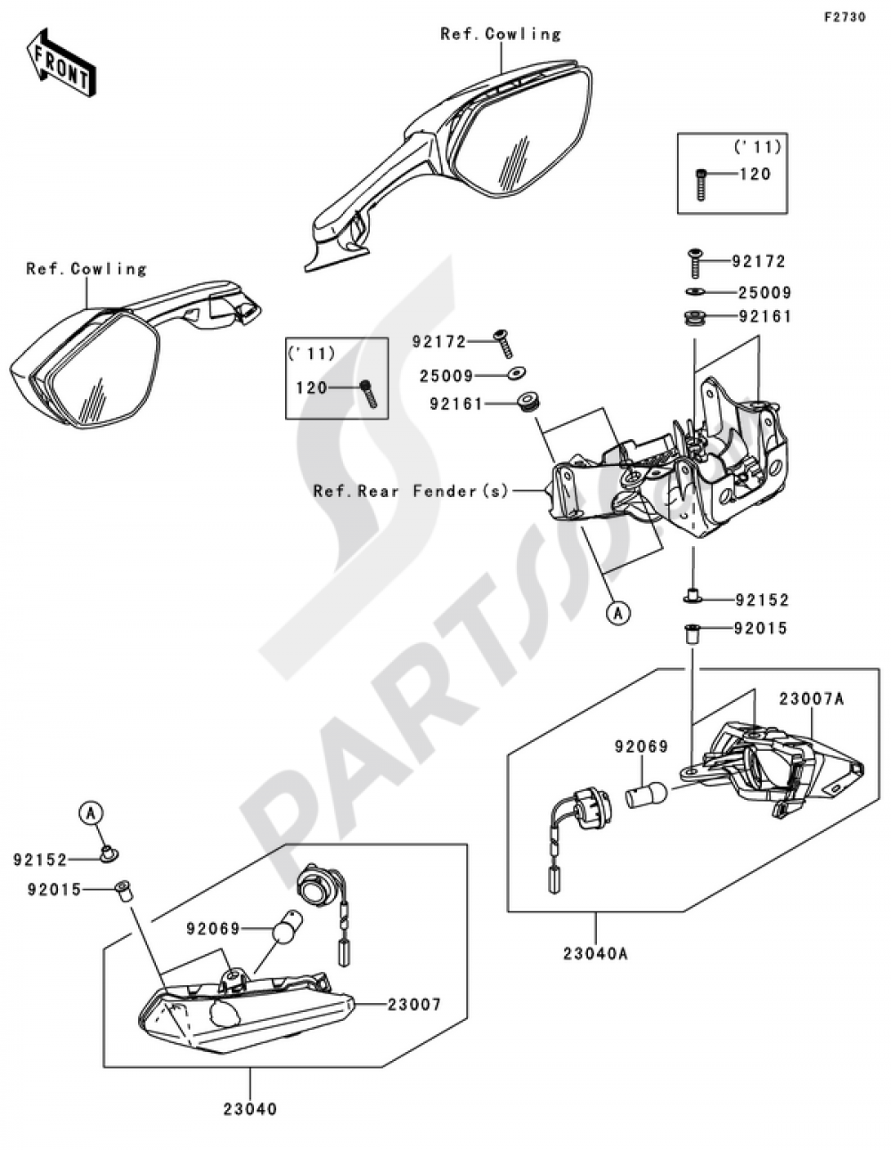 Turn Signals Kawasaki NINJA ZX-10R ABS 2012