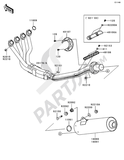 Kawasaki NINJA ZX-12R 2002 Muffler(s)