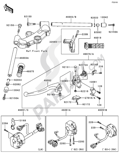 Kawasaki NINJA ZX-12R 2002 Handlebar