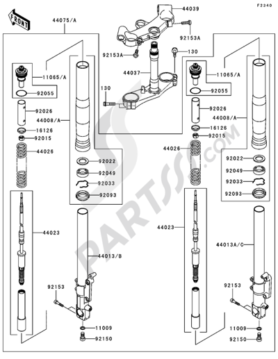 Kawasaki NINJA ZX-12R 2002 Dissassembly sheet. Purchase genuine