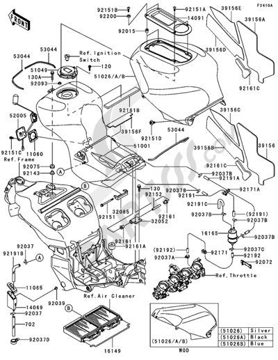Fuel Tank(2/2)(B3H/B4H) Kawasaki NINJA ZX-12R 2002