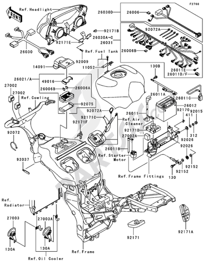 Kawasaki NINJA ZX-12R 2005. 分解図 純正部品をオンライン購入