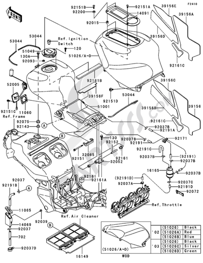 Kawasaki NINJA ZX-12R 2005 Fuel Tank(1/2)(B1H/B2H)