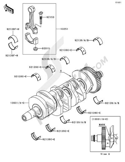 アクセサリー KX65 2000-2005 13031-1467 と互換性のあるオートバイクランク