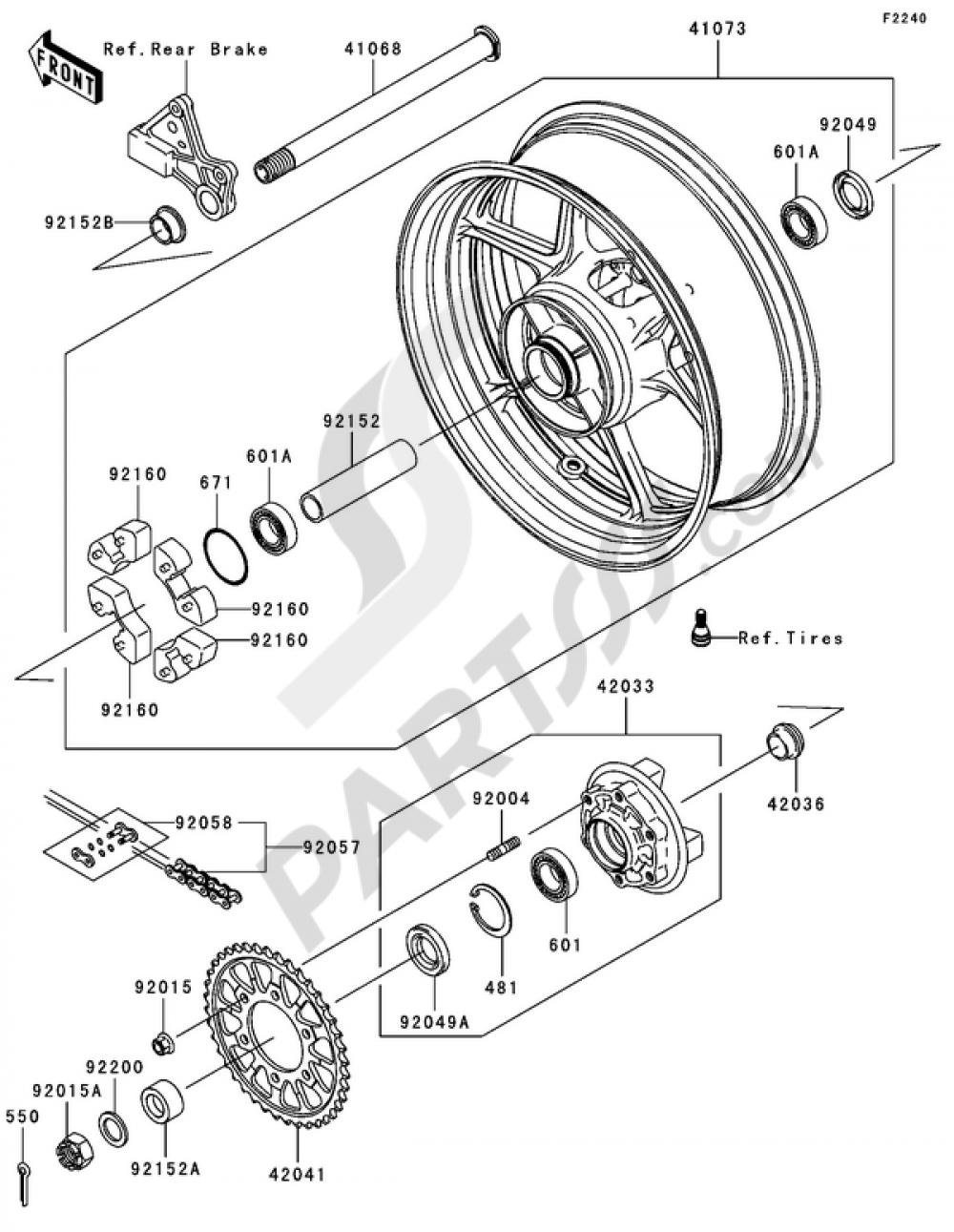 Rear Hub Kawasaki NINJA ZX-6R 2006