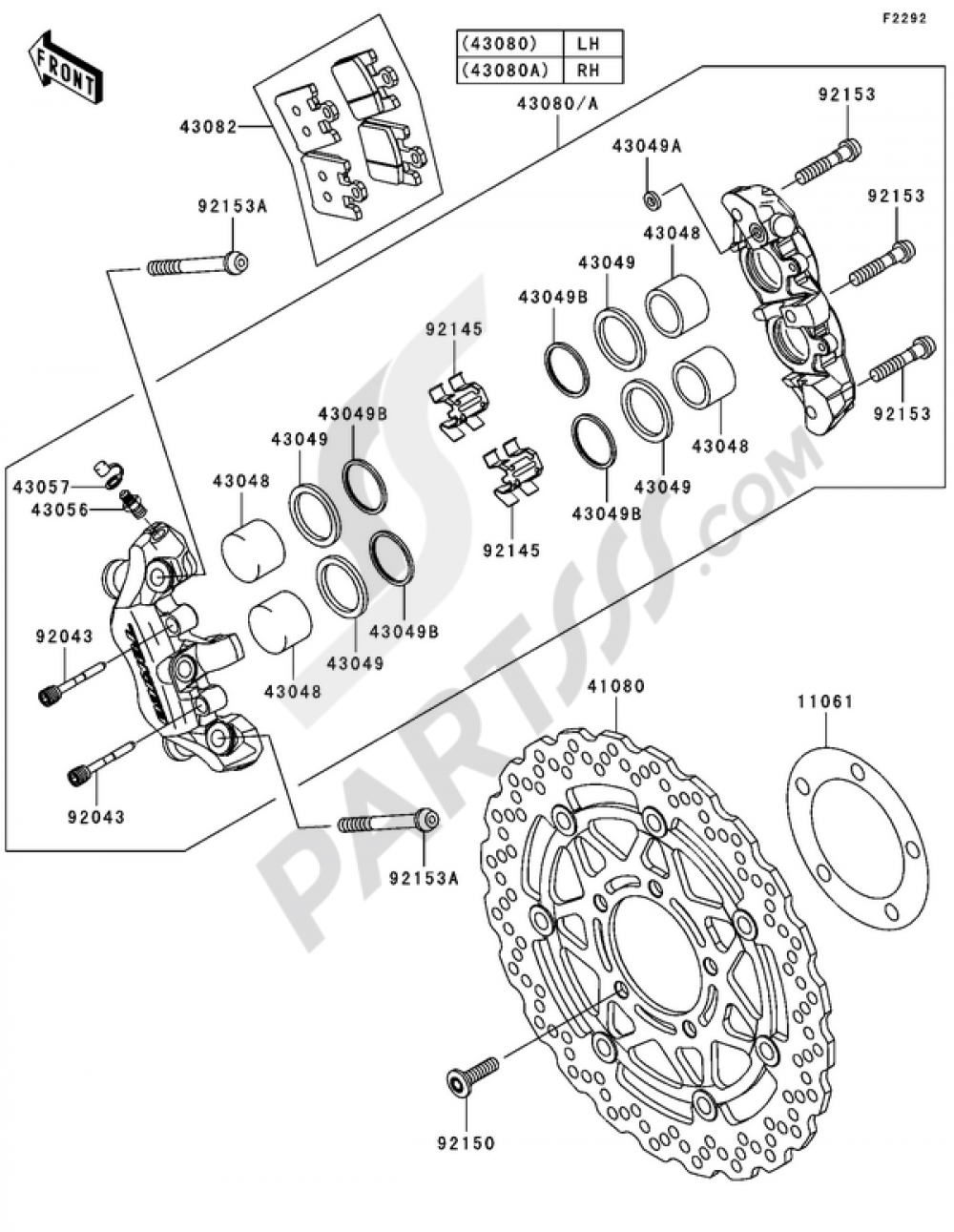 ミ 2019 Kawasaki ZX10R OEM set of Front Brembo Brakes 43080