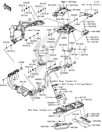 パーツ一覧 Kawasaki NINJA ZX-6R 2007. 分解図 純正部品をオンライン購入