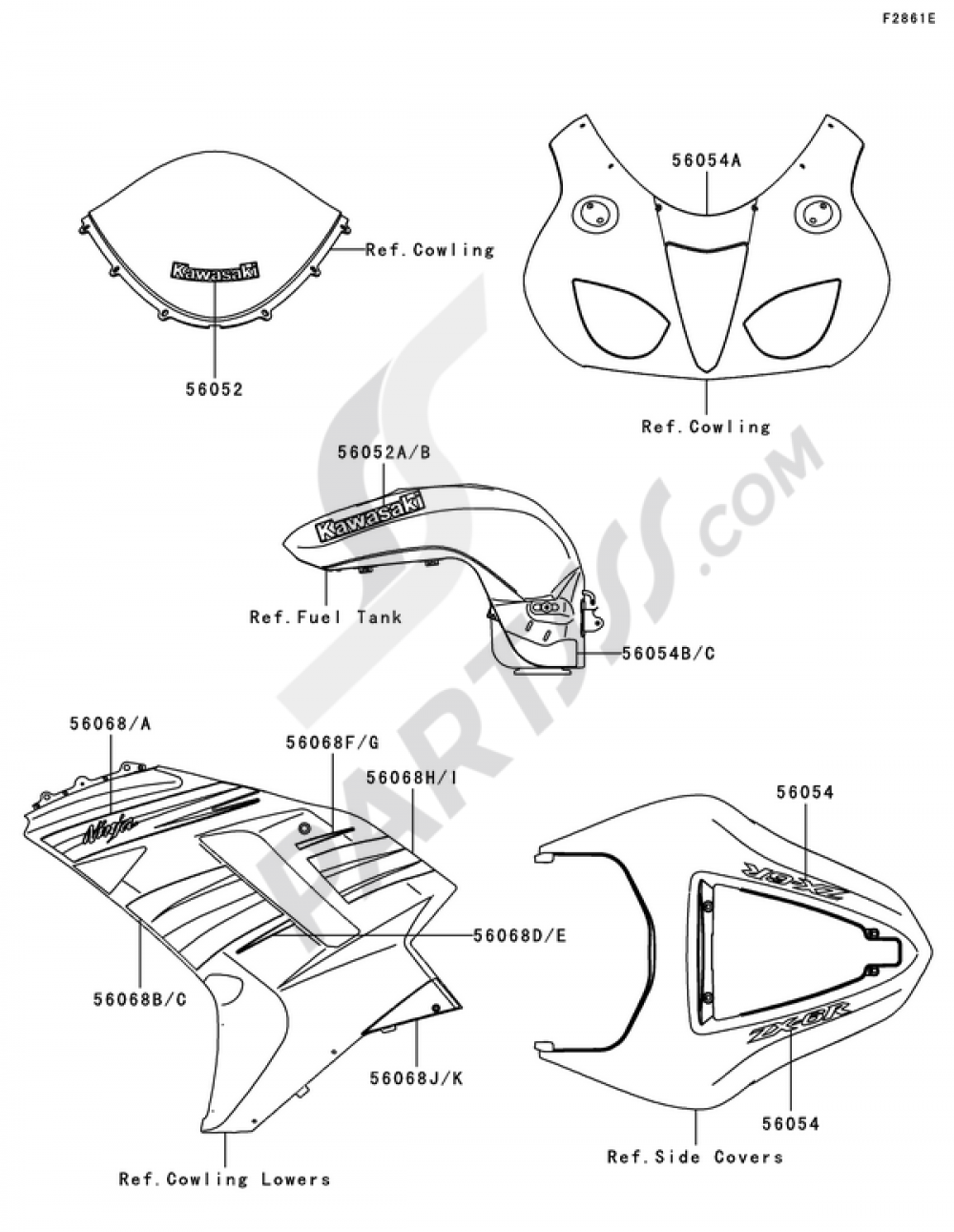 のんページ Decals(Green)(P8F) Kawasaki NINJA ZX-6R 2007