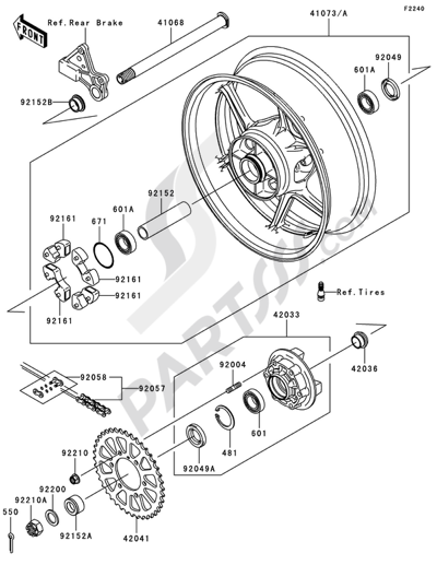 Kawasaki NINJA ZX-6R 2008 Rear Hub