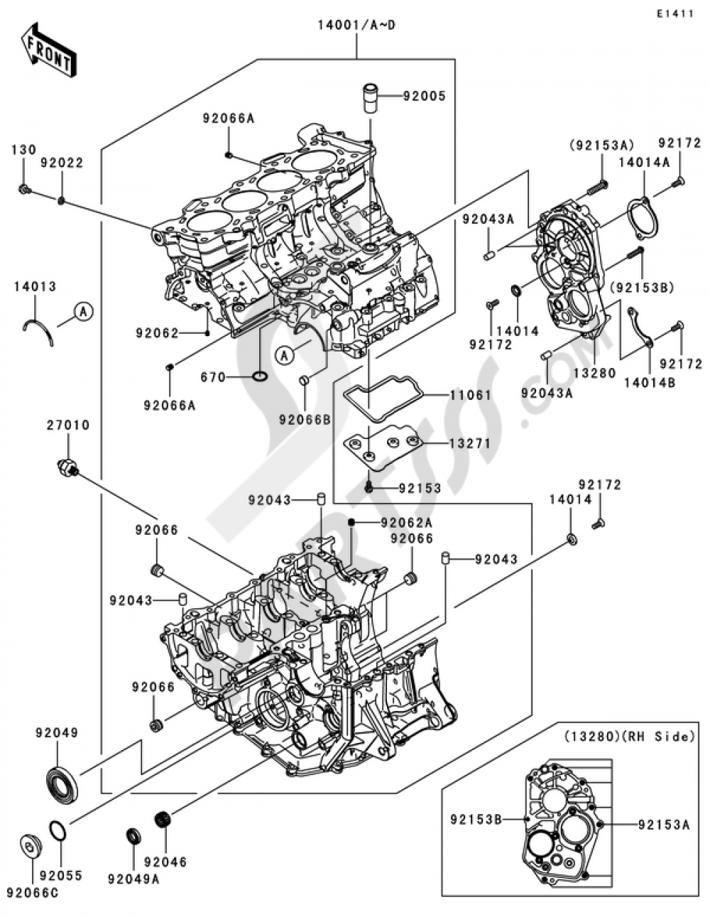 Crankcase Kawasaki NINJA ZX-6R 2008